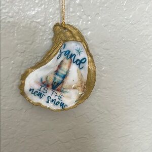 Handmade Oyster Shell Gold and White Christmas Ornament